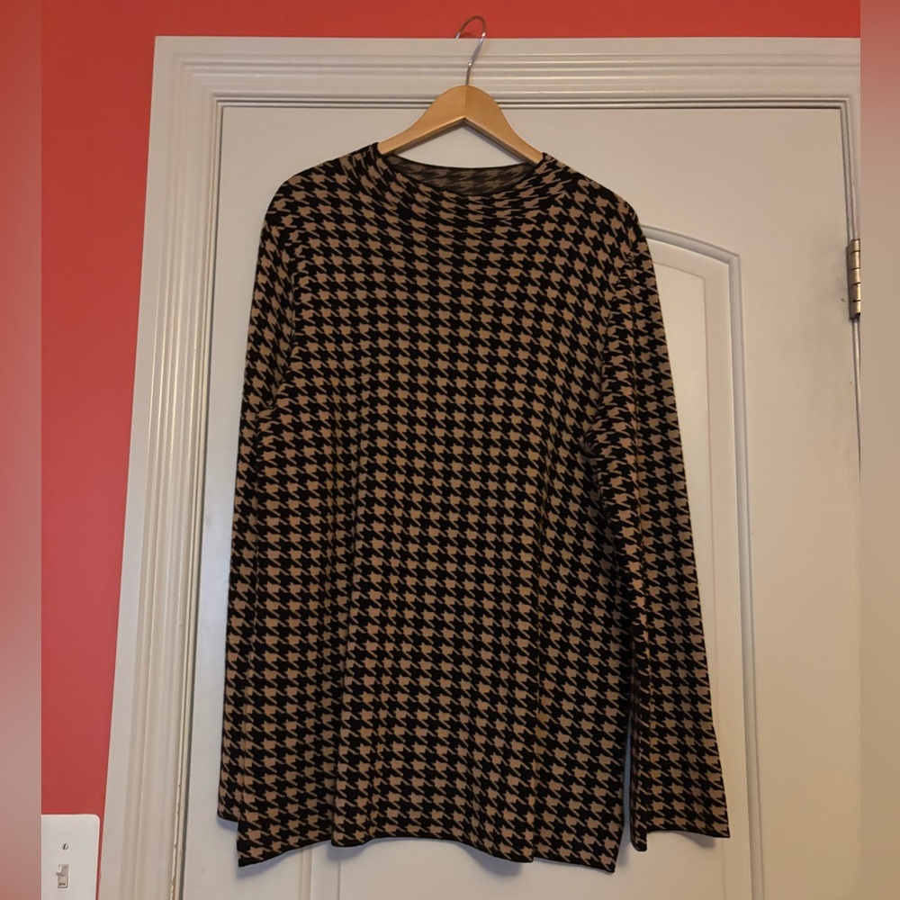 Ann Taylor Black and Brown Houndstooth Patterned Tunic Dress. Size XL